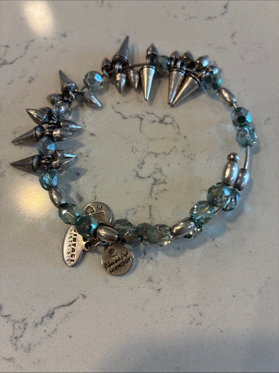 Alex and Ani Jewelry - Alex and Ani Teal Faceted Bead Bracelet with Silver Spikes